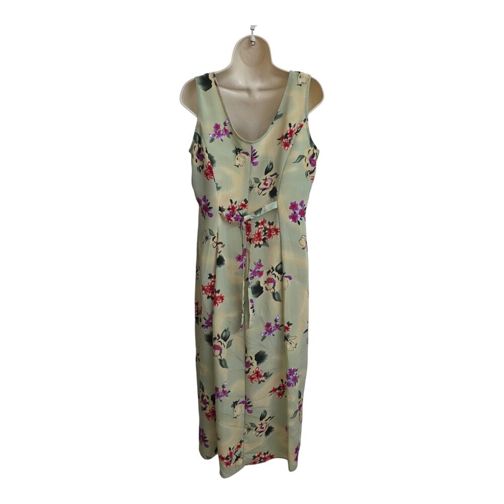 R&K Floral Midi Dress Womens Sleeveless Button Front Cottagecore Green Size 6P - Picture 3 of 7